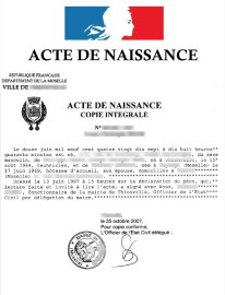 extrait acte de naissance